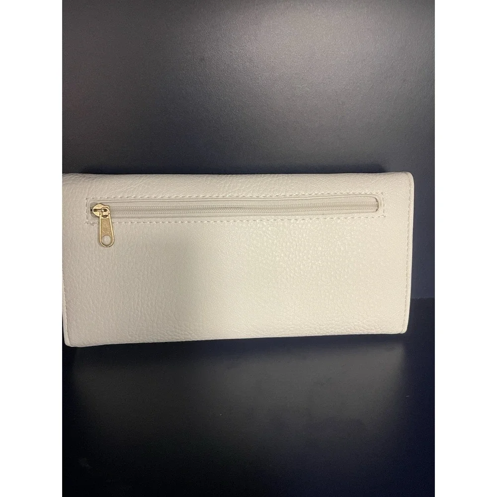 DASEIN WOMENS XLW-02-168 FASHION CLUTCH ZIP AROUND EMBLEM LONG WALLET,PEWTER,NEW